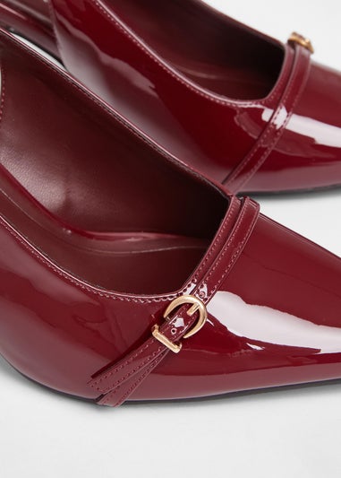 Quiz Burgundy Wide Fit Slingback Court Heels