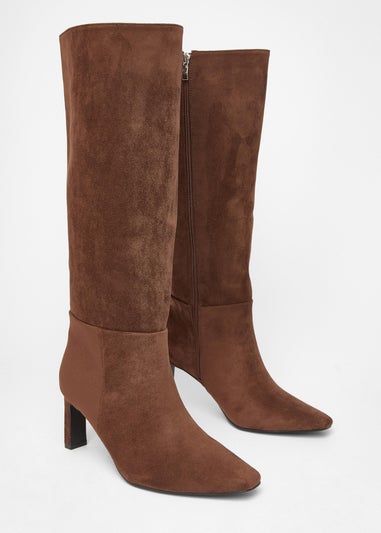 Quiz Brown Wide Fit Knee High Boots
