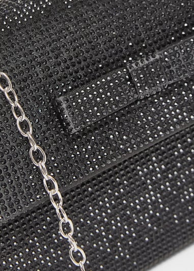 Quiz Black Diamante Top Handle Bag