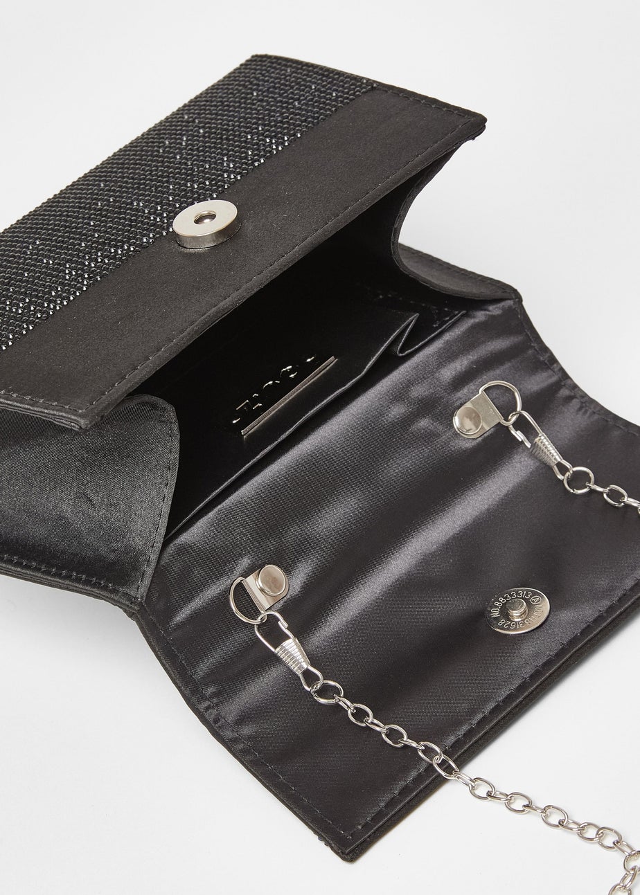 Quiz Black Diamante Top Handle Bag