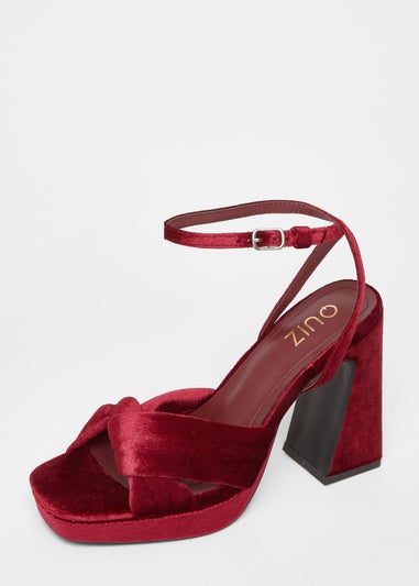 Quiz Burgundy Knot Front Platform Heels