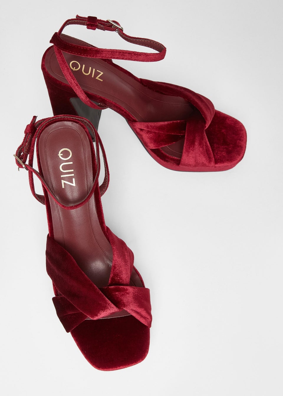 Quiz Burgundy Knot Front Platform Heels
