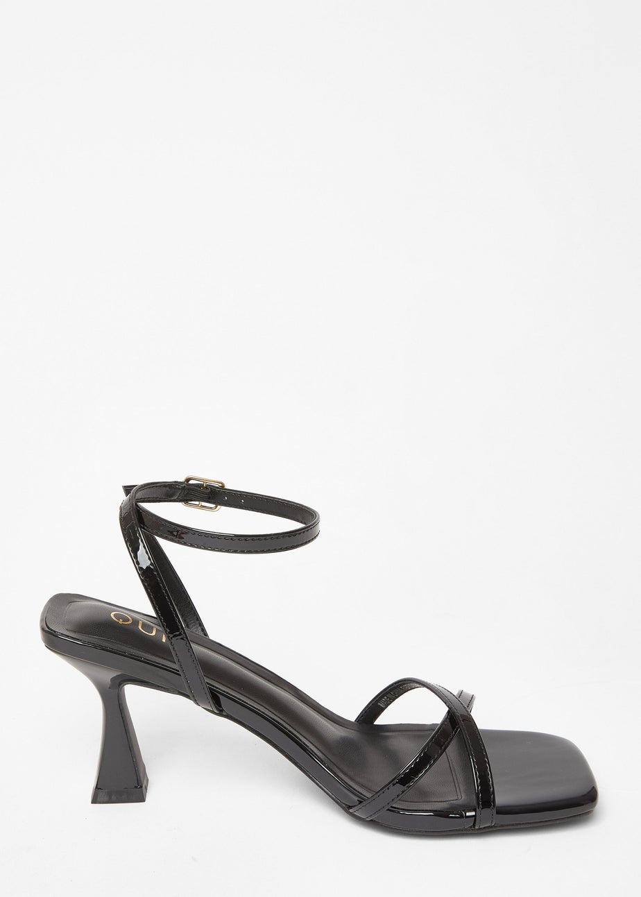 Quiz Black Cross Strap Flared Heels
