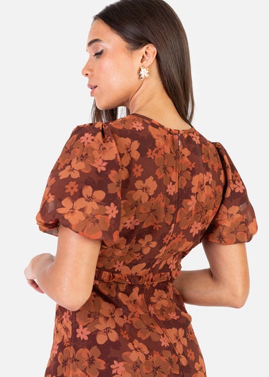 Anaya With Love Recycled Rust Floral Short Sleeve Maxi Dress