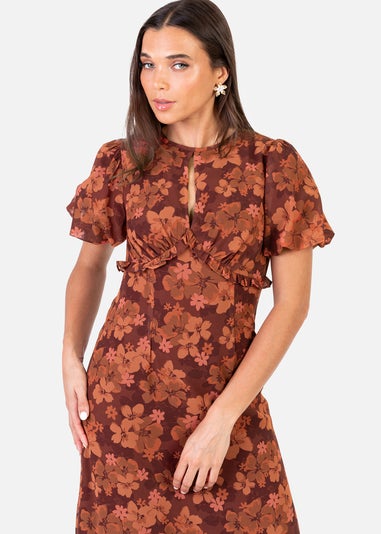 Anaya With Love Recycled Rust Floral Short Sleeve Maxi Dress