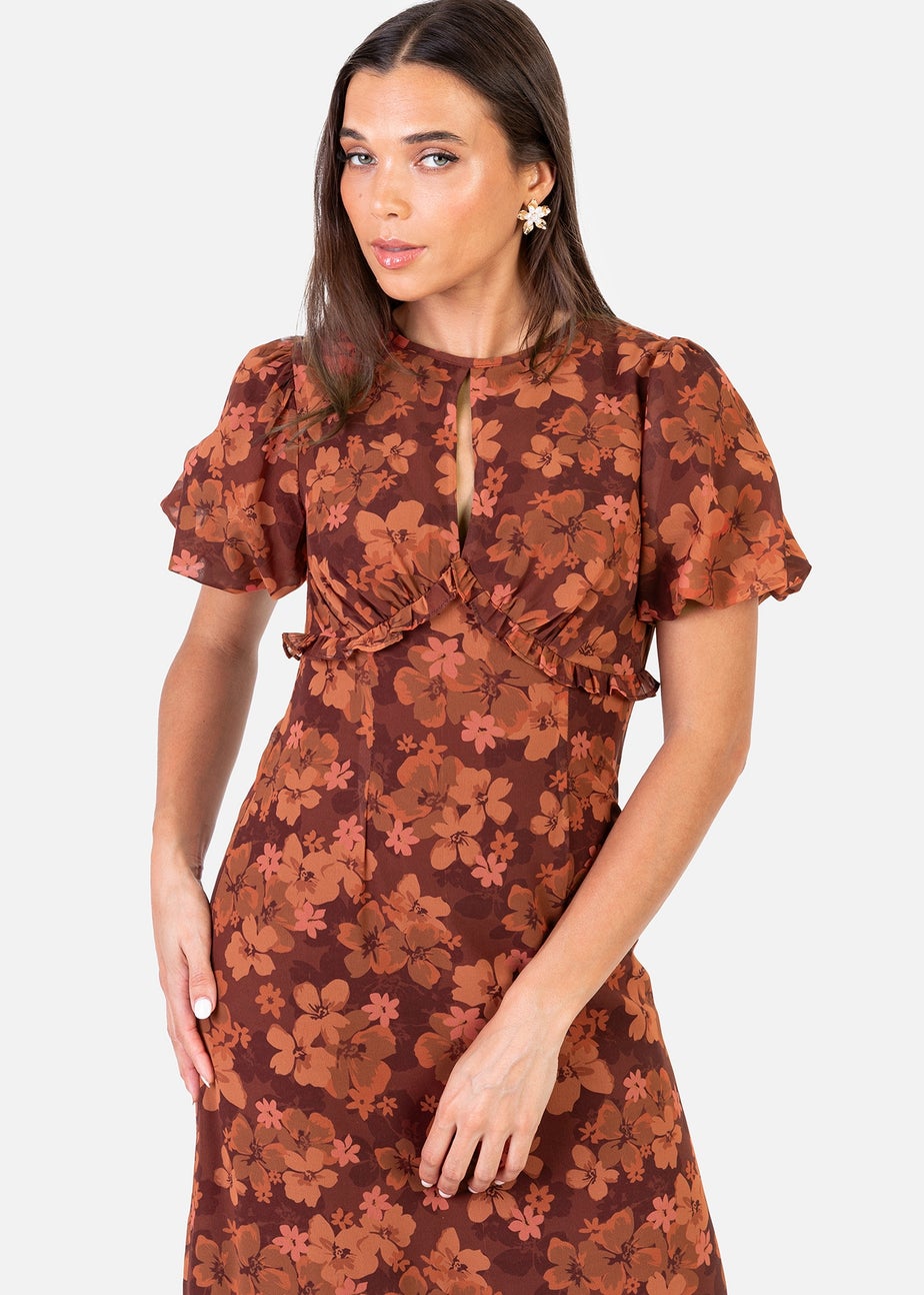 Anaya With Love Recycled Rust Floral Short Sleeve Maxi Dress