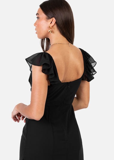 Anaya With Love Recycled Black Ruffle Maxi Dress