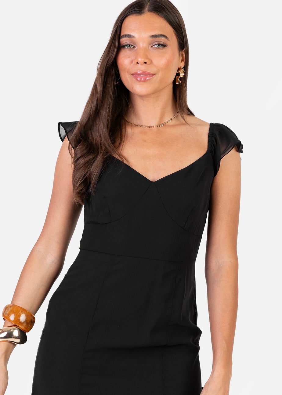 Anaya With Love Recycled Black Ruffle Maxi Dress