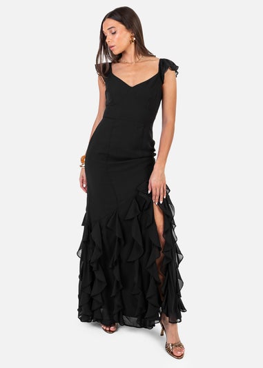 Anaya With Love Recycled Black Ruffle Maxi Dress
