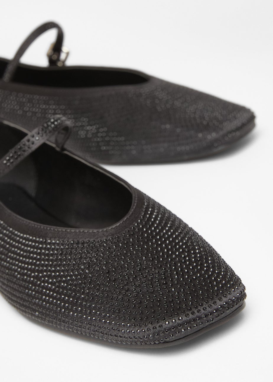 Quiz Black Diamante Embellished Pumps