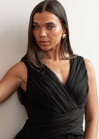 Anaya With Love Recycled Black Sleeveless V Neck Maxi Dress