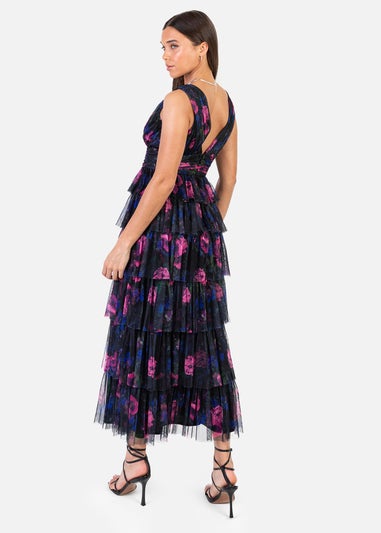 Anaya With Love Multi Floral V Neck Tiered Maxi Dress