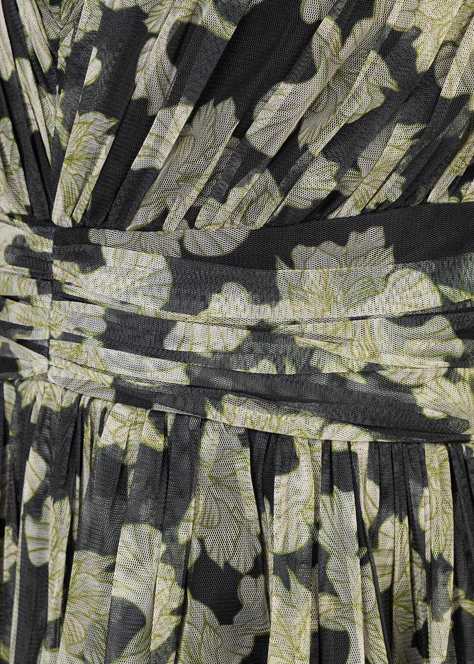 Anaya With Love Recycled Black Floral Flutter Sleeve V Neck Maxi Dress