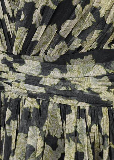 Anaya With Love Recycled Black Floral Flutter Sleeve V Neck Maxi Dress