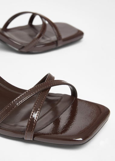 Quiz Brown Cross Strap Flared Heels