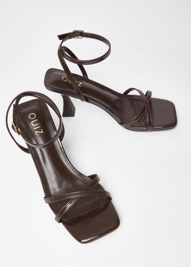 Quiz Brown Cross Strap Flared Heels
