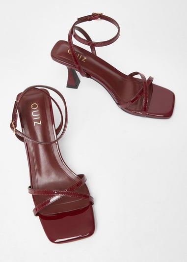 Quiz Burgundy Cross Strap Flared Heels