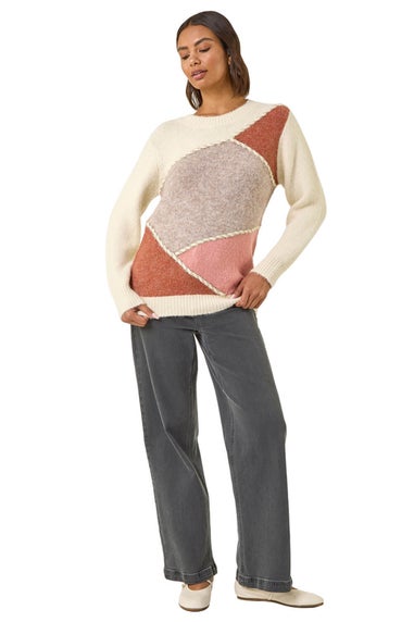 Roman Ivory Patch Work Knit Jumper