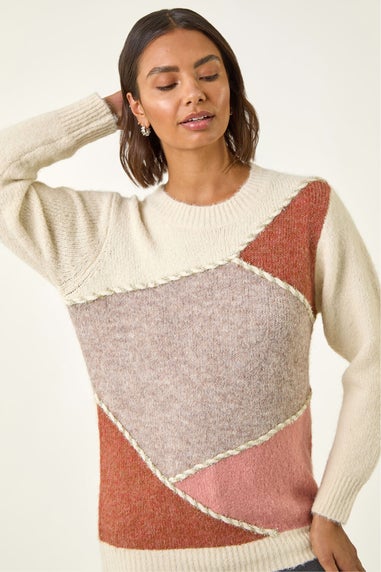 Roman Ivory Patch Work Knit Jumper
