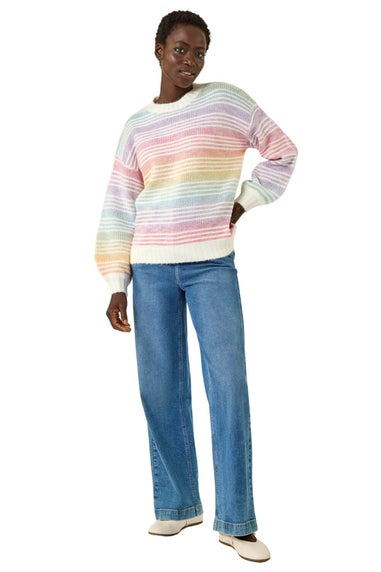 Roman Multi Rainbow Stripe Knit Jumper