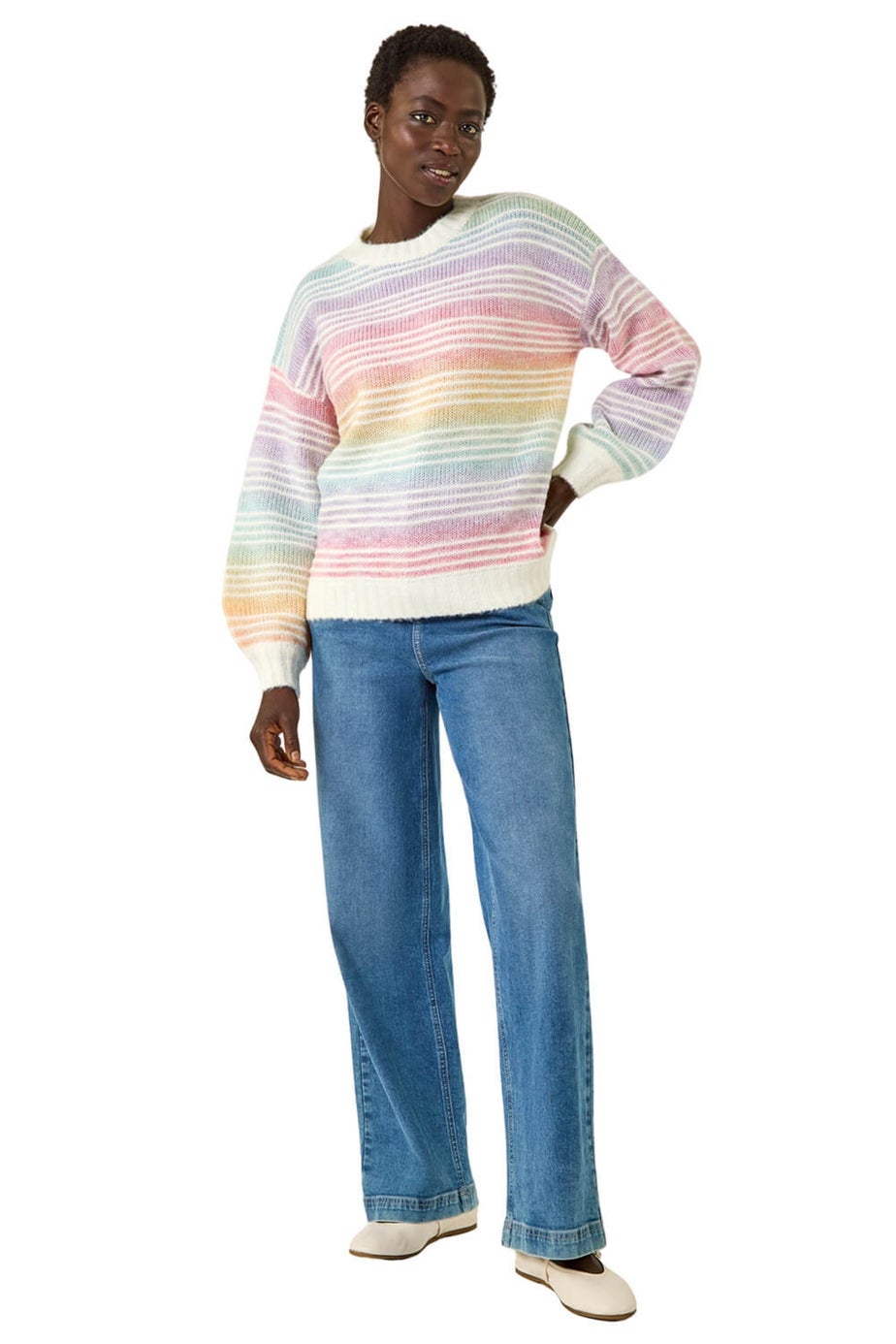 Roman Multi Rainbow Stripe Knit Jumper
