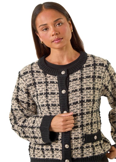 Roman Black Petite Buttoned Knit Cardigan