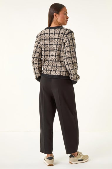 Roman Black Petite Buttoned Knit Cardigan