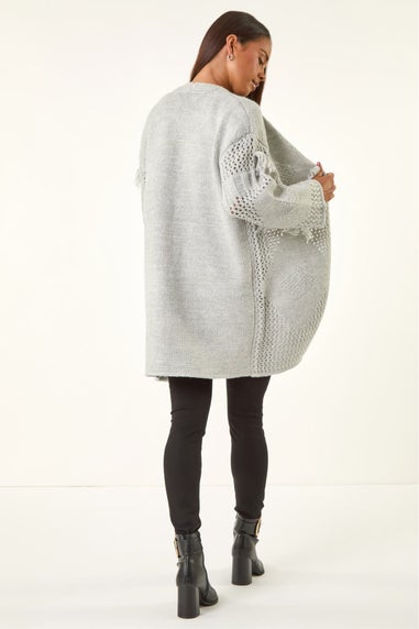Roman Grey Petite Tassel Knit Cardigan