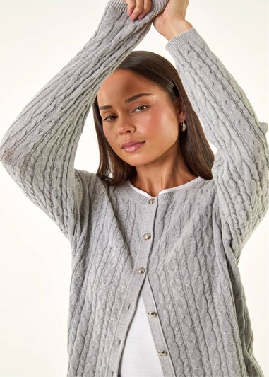 Roman Grey Petite Cable Knitted Cardigan