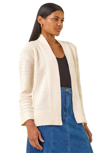 Roman Ivory Textured Knit Cardigan