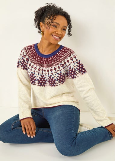Roman Ivory Petite Fairisle Neppy Knit Jumper