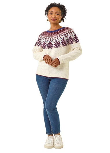 Roman Ivory Petite Fairisle Neppy Knit Jumper