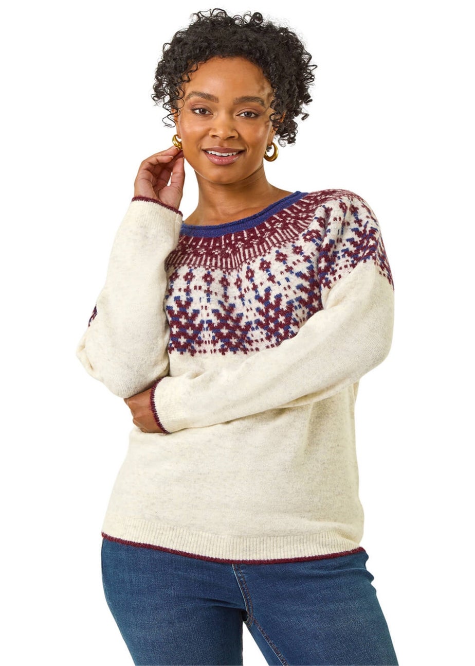 Roman Ivory Petite Fairisle Neppy Knit Jumper