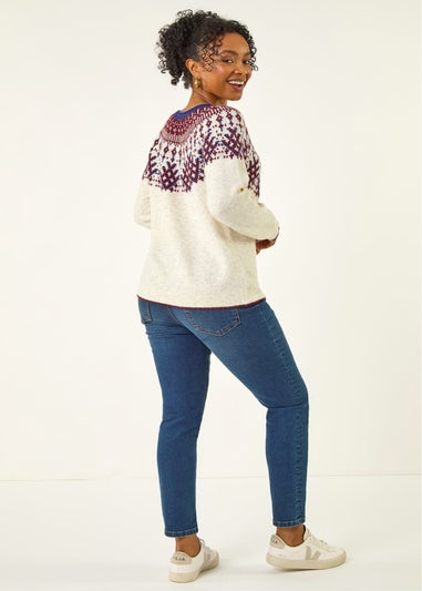 Roman Ivory Petite Fairisle Neppy Knit Jumper