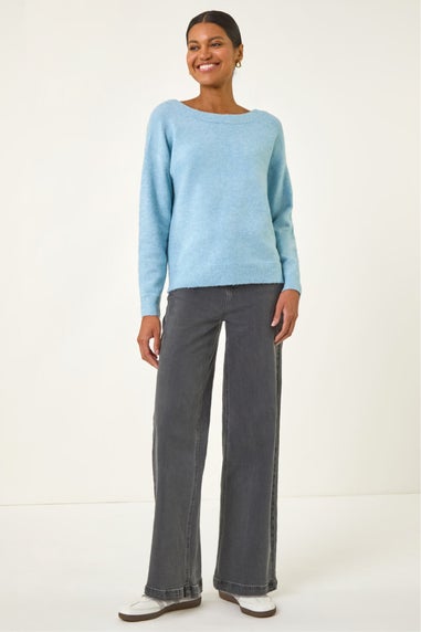 Roman Blue Ribbon Bow Tie Back Jumper