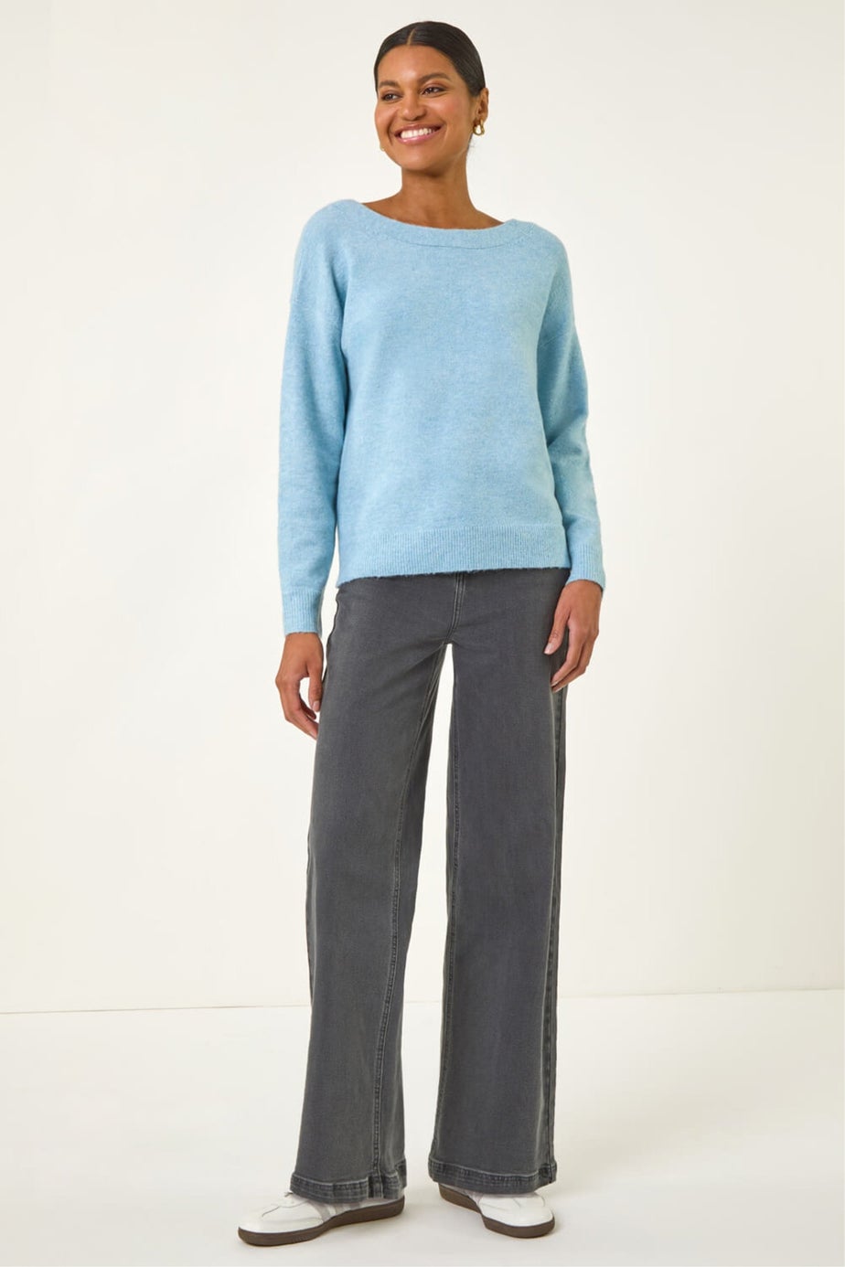 Roman Blue Ribbon Bow Tie Back Jumper