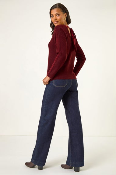 Roman Red Ribbon Bow Tie Back Jumper