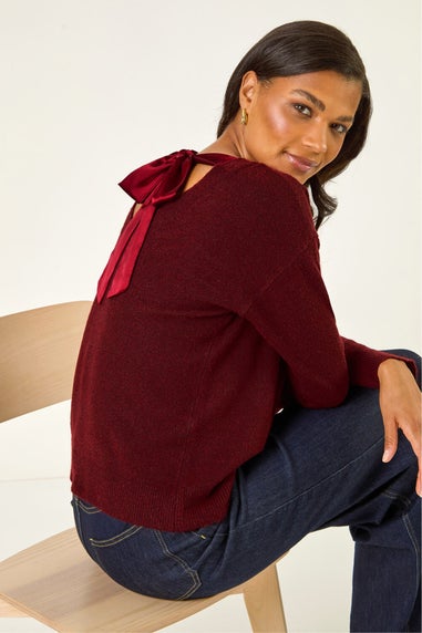 Roman Red Ribbon Bow Tie Back Jumper