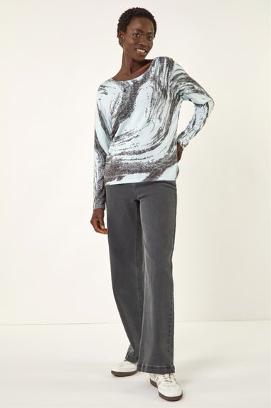 Roman Light Blue Abstract Knit Jumper