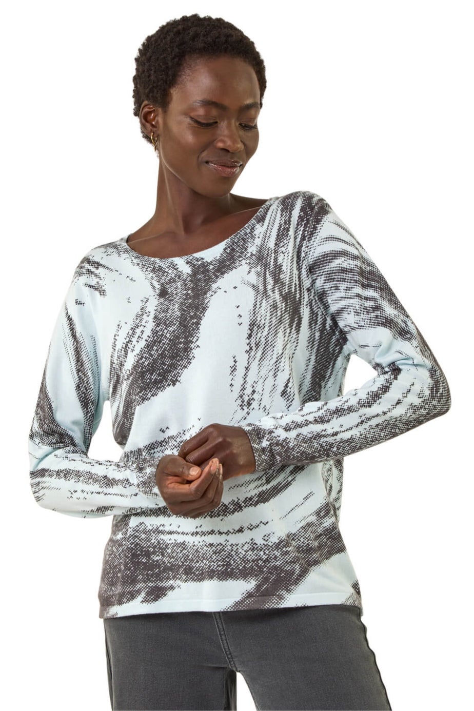 Roman Light Blue Abstract Knit Jumper