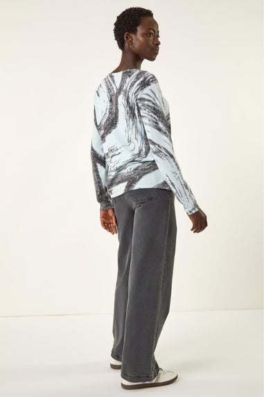 Roman Light Blue Abstract Knit Jumper