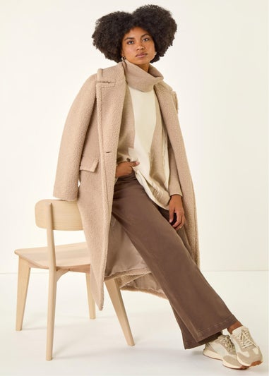 Roman Beige Colour Block Longline Knit Jumper