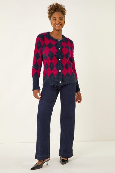 Roman Red Check Buttoned Cardigan