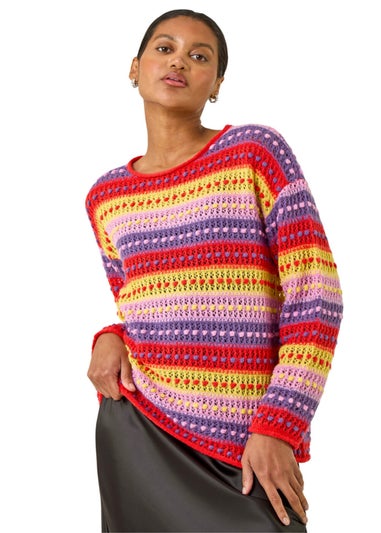 Roman Red Bobble Knit Stripe Jumper