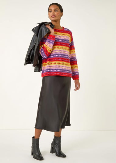 Roman Red Bobble Knit Stripe Jumper