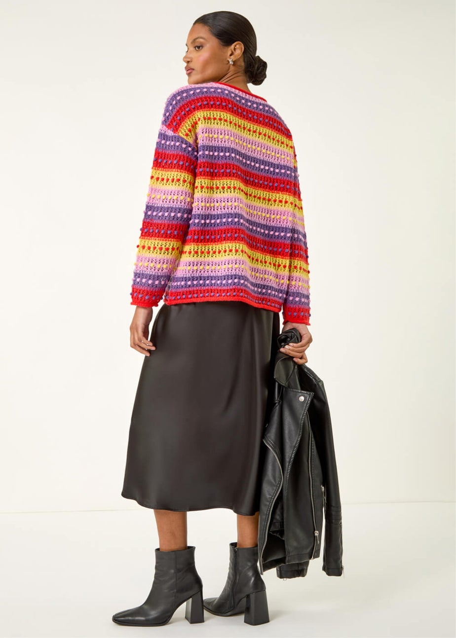 Roman Red Bobble Knit Stripe Jumper