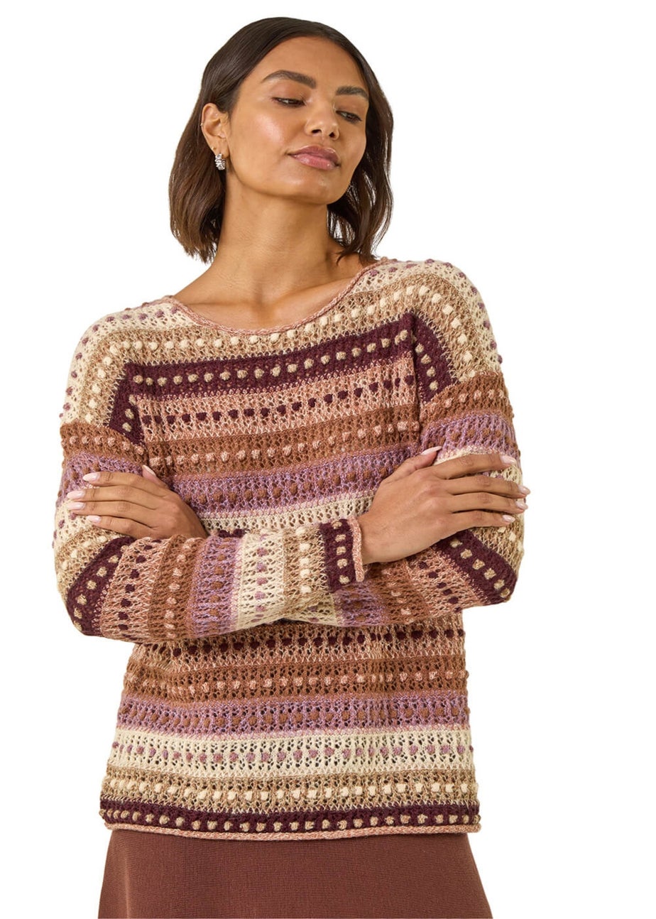 Roman Natural Bobble Knit Stripe Jumper