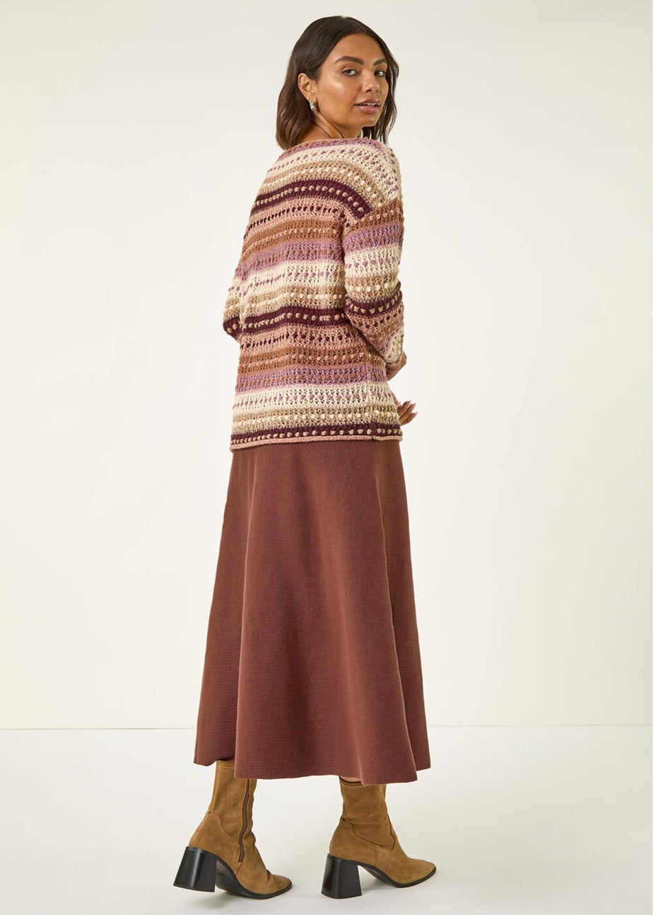 Roman Natural Bobble Knit Stripe Jumper