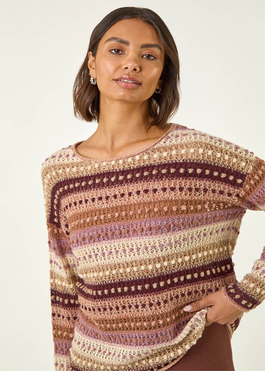 Roman Natural Bobble Knit Stripe Jumper