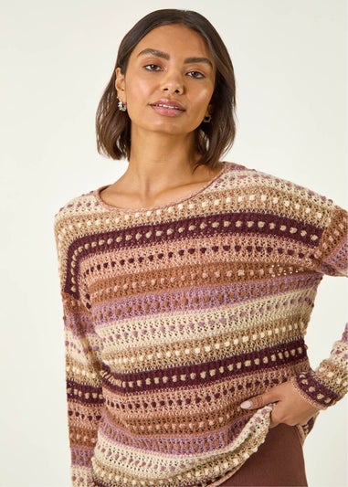 Roman Natural Bobble Knit Stripe Jumper